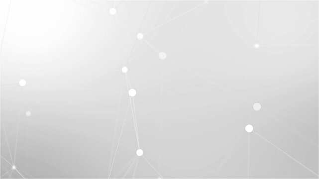 White abstract futuristic geometric background, clean copy space digital wireframe connection motion graphic, big data node technology visualization concept, plexus style mesh internet network pattern