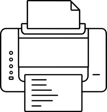 Simple line drawing of a printer with paper output tray extended