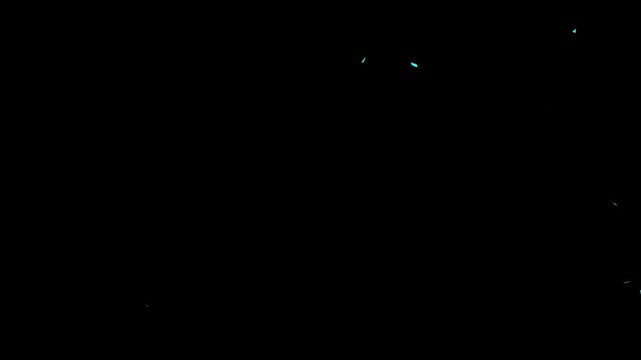 Cyan GOAL Particle Flight Across a Dark Space Background.  Dynamic Motion Trail Animation