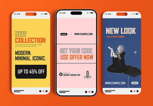 Fashion Social Media Story Post Template Set Design