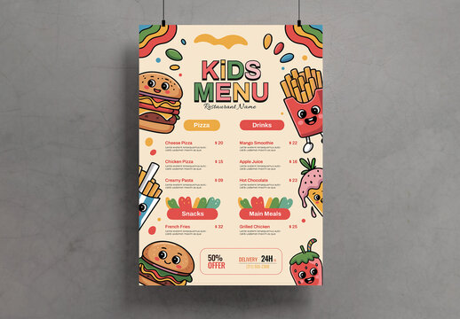 Kids Food Menu Flyer Template