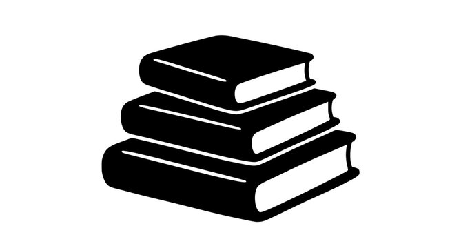 Stacked books icon black silhouette on white background