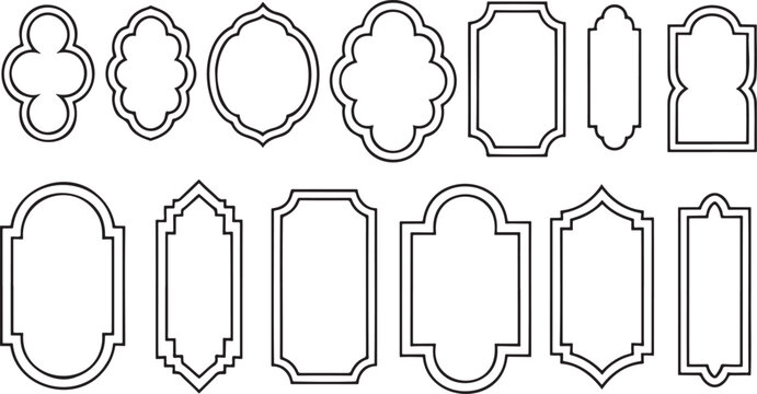 Modern collection of elegant outlined decorative frames and unique borders for various design needs