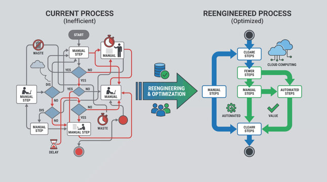 Business Process Reengineering Map With Workflow Optimization