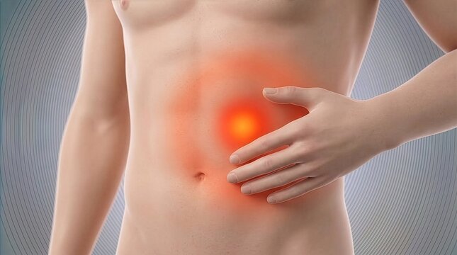 Stomach cramp contractions in human body cause discomfort and pain during digestion and other activities in daily life