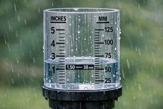 A close-up shot of a water meter in the rain, useful for urban or environmental-themed projects
