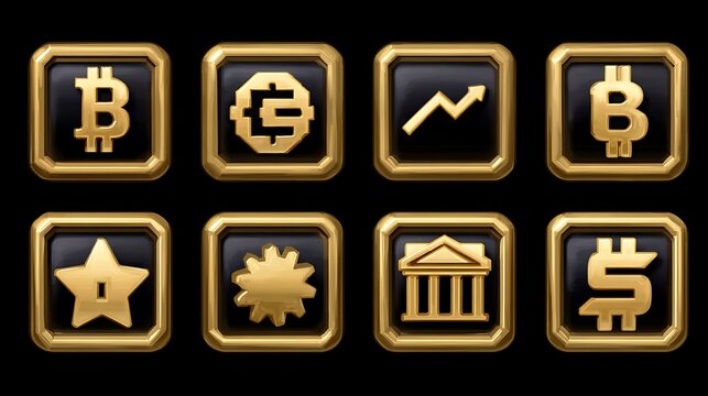 Dark themed eco friendly symbols and sustainability in gold and white badge circle