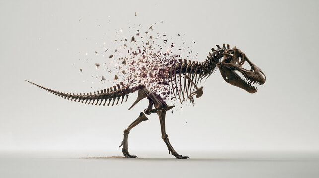T Rex Skeleton Exploding into Particles Concept Art