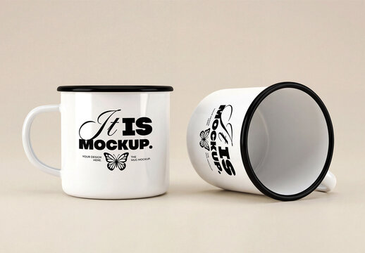 Enamel Mug Mockup PSD