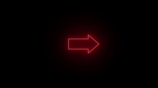 Neon arrow right to left direction concept . Arrow, beautiful left side neon arrow black back 4 k...