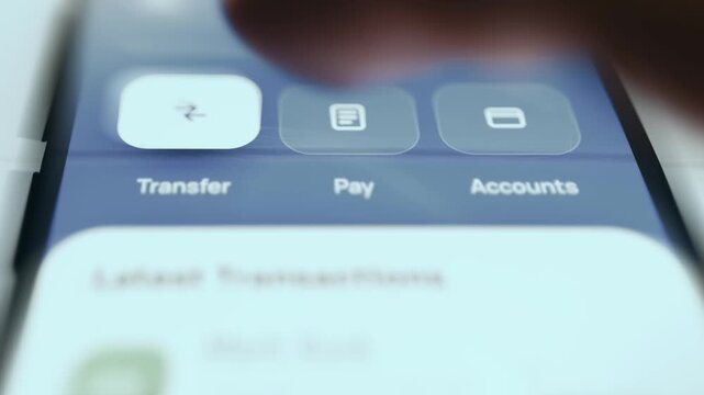Online Banking App Showing Pay Option Selection
