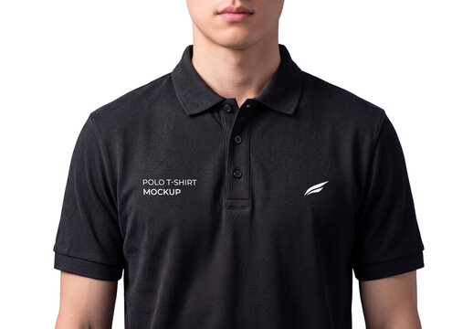 Man Wearing Polo T-Shirt Mockup