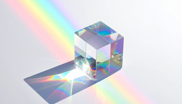 Prism Cube with Rainbow Light
