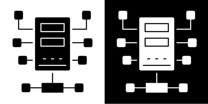 Distributed System Icon Set White Glyph Style Collection