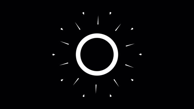 Circular burst animation, radial energy ring effect, glowing flash explosion, abstract sunburst overlay, comic power blast element, black background