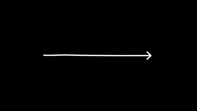 handwriting arrow thin tall, pen style animation, straight line animation arrow on transparent background, 4k video