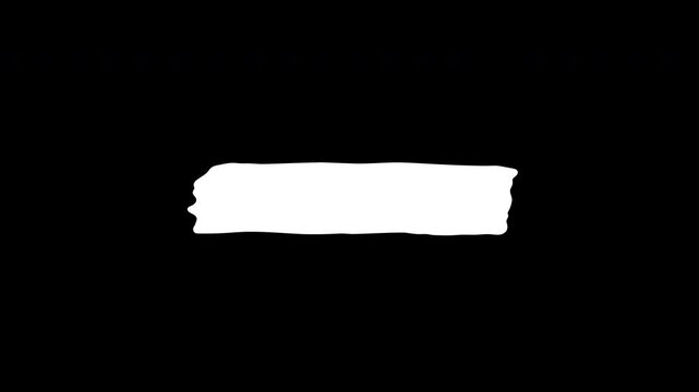 marker hand square brush texture, white line brush strokes animation on transparent background or black background, 4k video