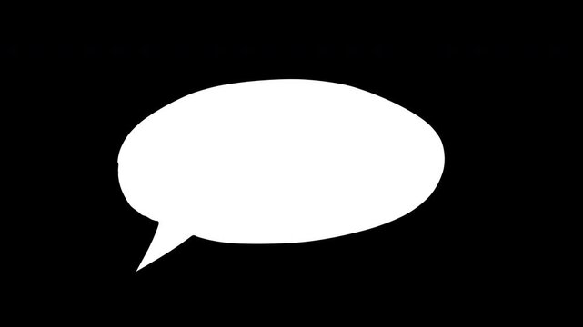 pop up speech bubble text animation with shaking effect looping, cloud shaped speech balloon on transparent background or alpha channel, 4k video
