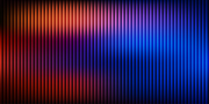 Abstract background featuring vertical stripes with a vibrant color shift, moving from warm reds and oranges to cool purples and blues, creating a lively visual display.