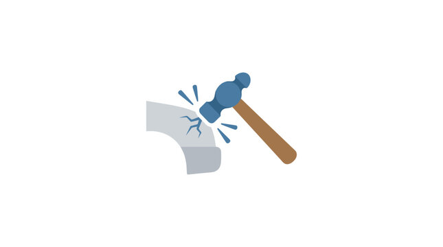 Hammer breaking concrete pipe, concept of destruction and repair needs