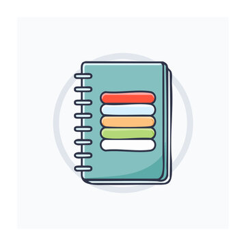 Flat design spiral notebook with colored tabs icon