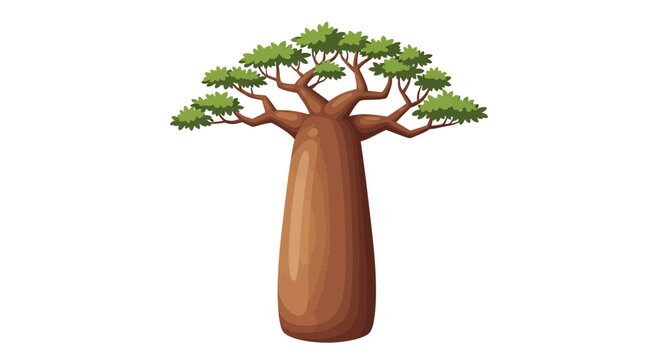 Cartoon baobab tree illustration isolated on white background for various uses