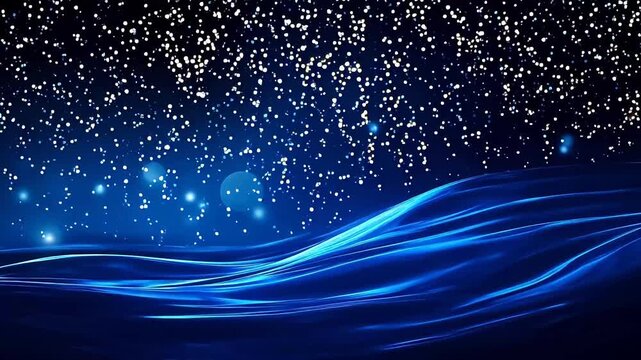 Digital technology blue silver wave curve abstract background