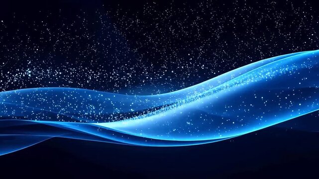 Digital technology blue silver wave curve abstract background