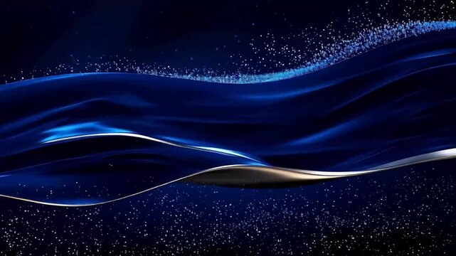 Digital technology blue silver wave curve abstract background
