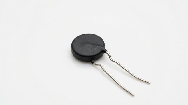 A single electronic varistor component isolated on a white background.