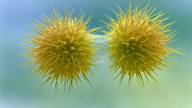 3D animation of Neisseria bacteria, Gram-negative diplococci, linked to meningococcal disease and gonorrhea, medical microbiology visualization, scientific cellular rendering.