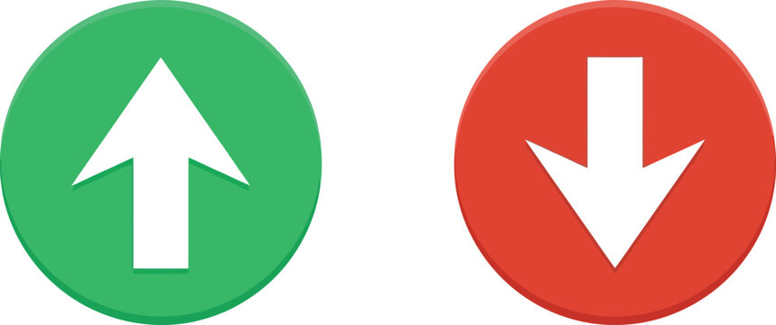 Green up arrow and red down arrow icons in circles