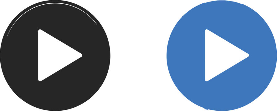 Black and blue play button icons for video player interface