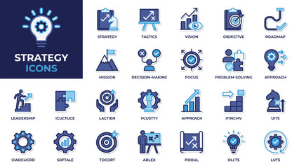 Obraz premium Strategy and business planning icons set
