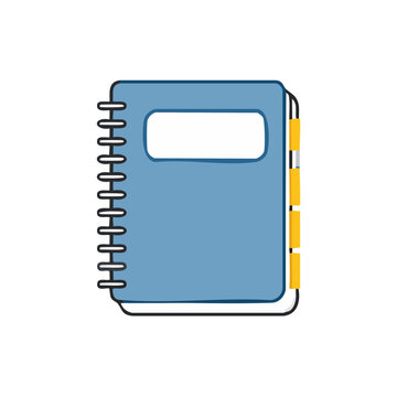 Blue spiral notebook with yellow tabs vector illustration
