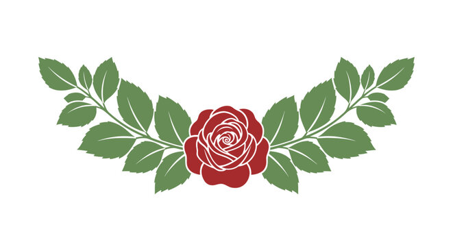 Red Rose Floral Garland Vector Illustration