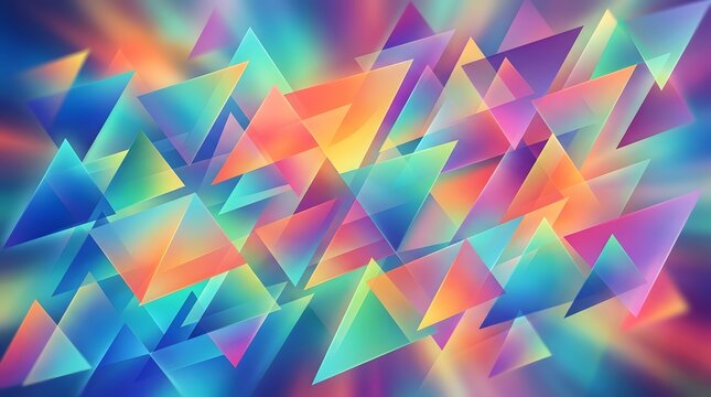 Abstract background featuring vibrant overlapping geometric triangles with a colorful gradient glow