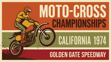 Fototapeta premium Vintage motocross racing championship logo.