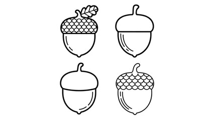 Four simple acorn icons in flat vector style Vector © Mahanz