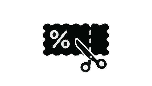 Discount coupon icon, percentage off symbol, scissor cut promo label, sale badge vector