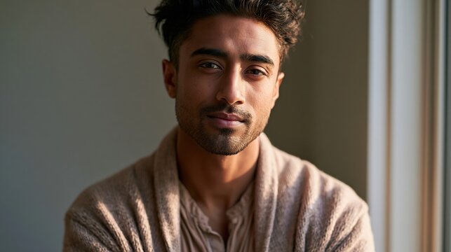 Invisible illness workplace young adult South Asian man calm