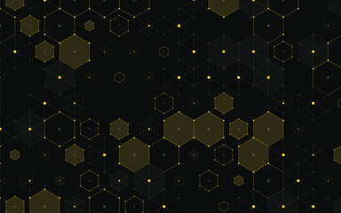 Gold Modern Abstract Technology Hexagonal Constellation Node Mesh Vector Background Design © SuperSuplex
