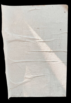 Blank White Wrinkled Paper Poster Isolated on Black Background