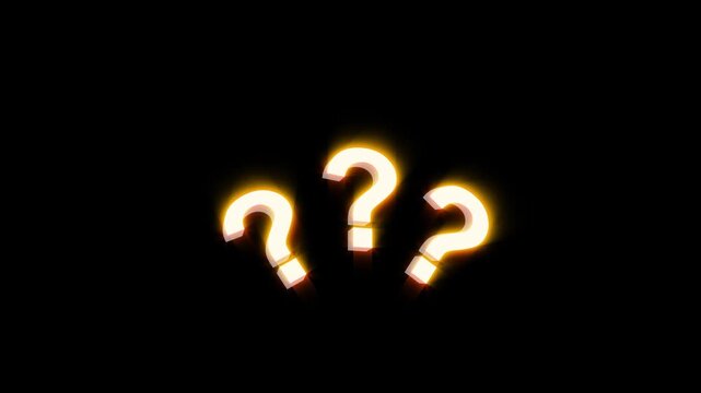 Question mark icon animation with smooth pop up motion, glowing symbol effect and seamless loop overlay for presentations, education and explainer videos in ultra HD 4K