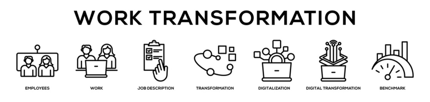 Work Transformation web banner icon illustration concept