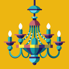 Naklejka premium Colorful vintage chandelier with candle lights