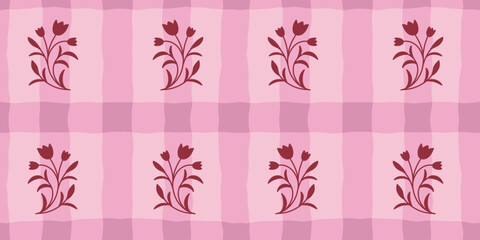 Naklejka premium Vector seamless pattern in vintage heirloom cottage garden style, vintage classic modern trendy backgrounds and textile surface designs for stationery, fabrics, digital scrapbook