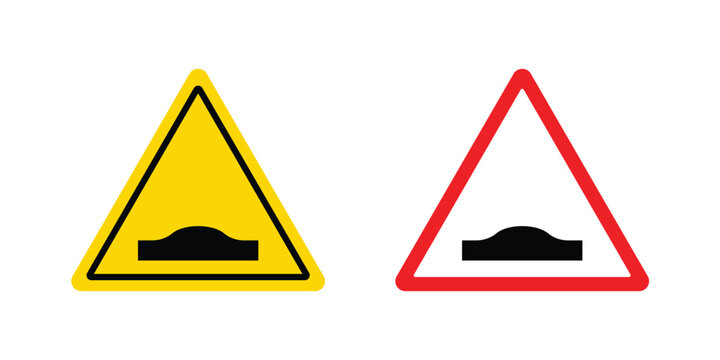 Caution speed Ramps sign outline drawing and clipart version