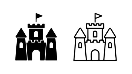 Black and White Castle Icon Set Design © Al