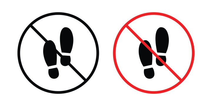No foot print sign outline drawing and clipart version